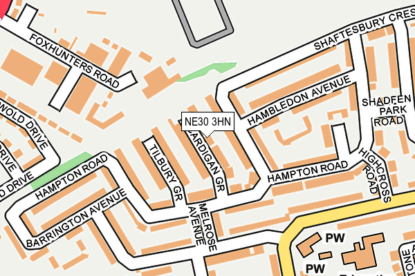 NE30 3HN map - OS OpenMap – Local (Ordnance Survey)