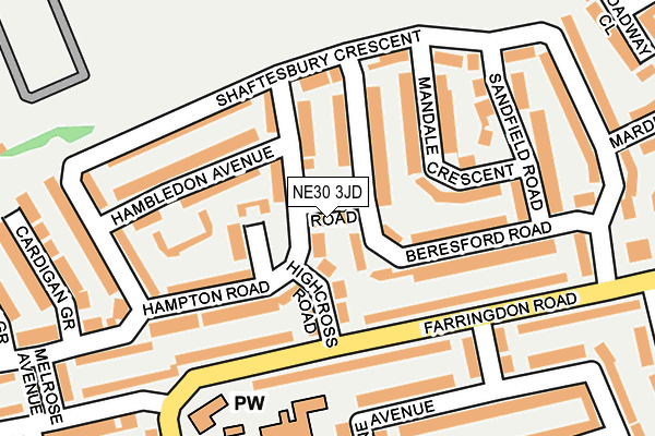 NE30 3JD map - OS OpenMap – Local (Ordnance Survey)