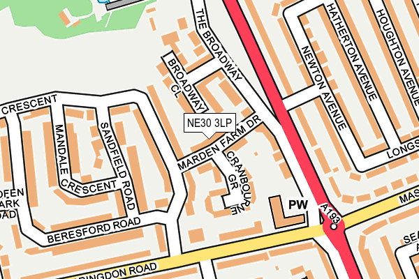 NE30 3LP map - OS OpenMap – Local (Ordnance Survey)