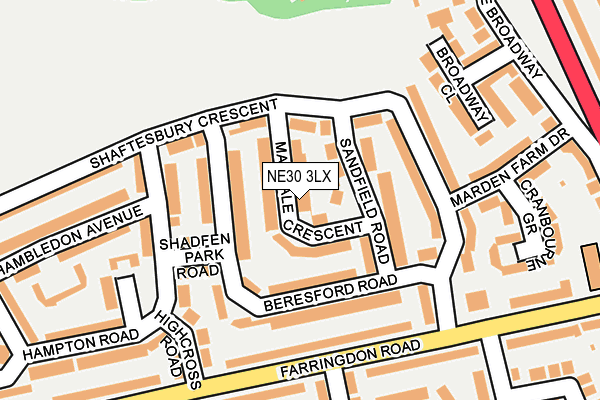 NE30 3LX map - OS OpenMap – Local (Ordnance Survey)