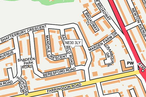 NE30 3LY map - OS OpenMap – Local (Ordnance Survey)
