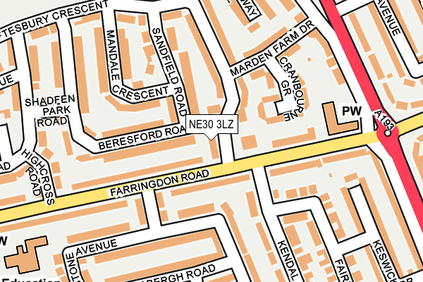 NE30 3LZ map - OS OpenMap – Local (Ordnance Survey)
