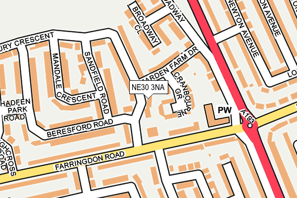NE30 3NA map - OS OpenMap – Local (Ordnance Survey)