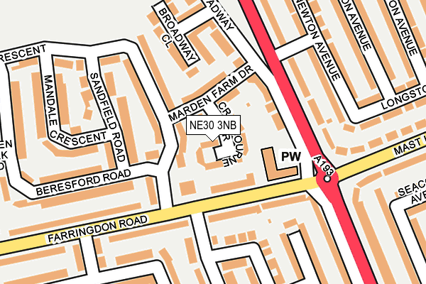 NE30 3NB map - OS OpenMap – Local (Ordnance Survey)