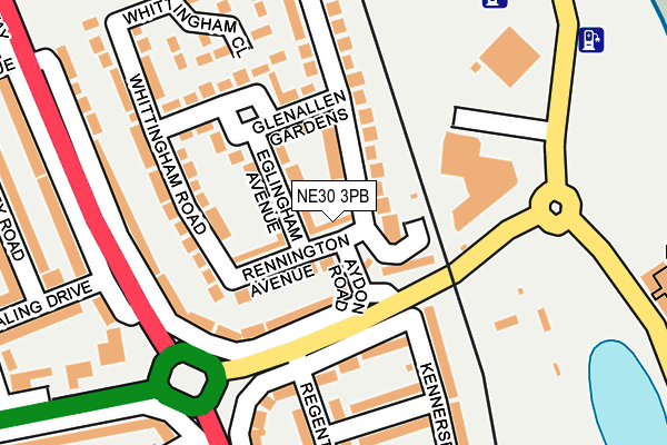 NE30 3PB map - OS OpenMap – Local (Ordnance Survey)