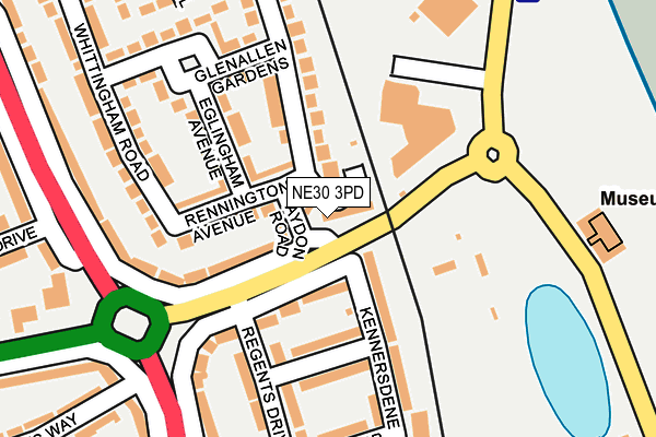 NE30 3PD map - OS OpenMap – Local (Ordnance Survey)