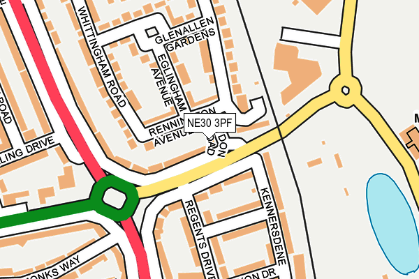 NE30 3PF map - OS OpenMap – Local (Ordnance Survey)