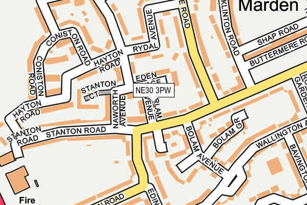 NE30 3PW map - OS OpenMap – Local (Ordnance Survey)