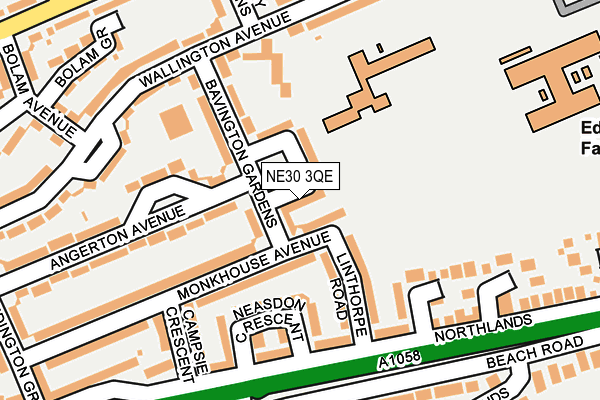 NE30 3QE map - OS OpenMap – Local (Ordnance Survey)