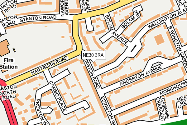 NE30 3RA map - OS OpenMap – Local (Ordnance Survey)