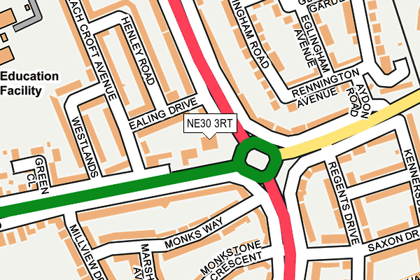 NE30 3RT map - OS OpenMap – Local (Ordnance Survey)