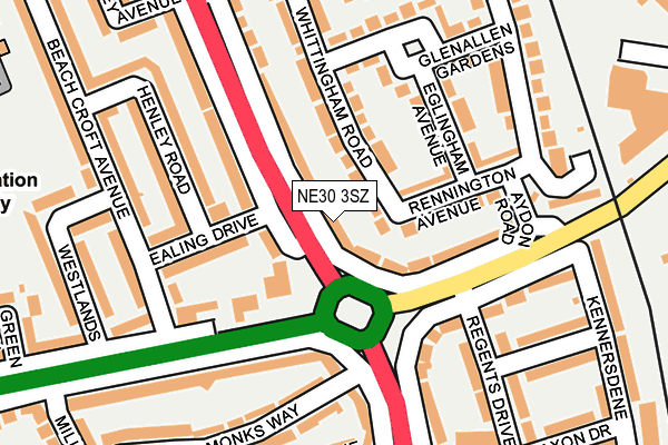 NE30 3SZ map - OS OpenMap – Local (Ordnance Survey)