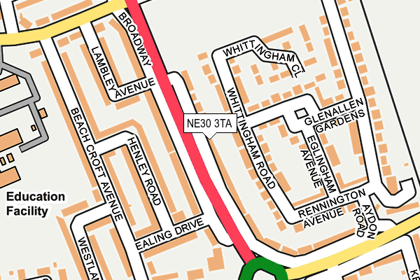 NE30 3TA map - OS OpenMap – Local (Ordnance Survey)