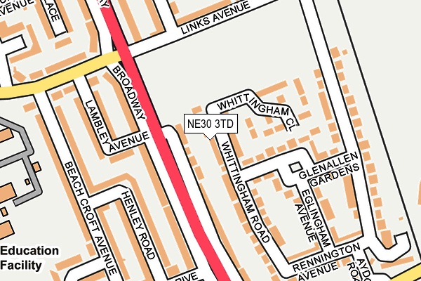 NE30 3TD map - OS OpenMap – Local (Ordnance Survey)