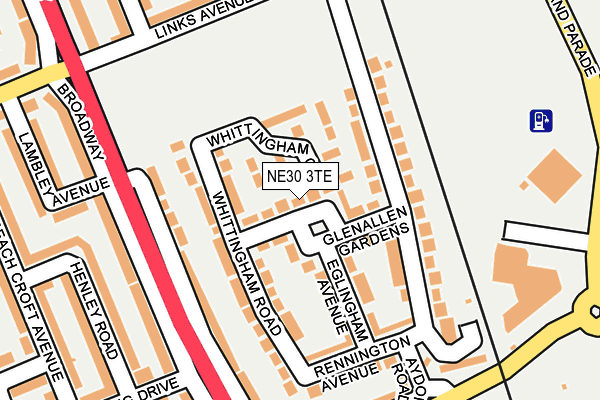 NE30 3TE map - OS OpenMap – Local (Ordnance Survey)