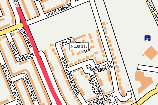 NE30 3TJ map - OS OpenMap – Local (Ordnance Survey)