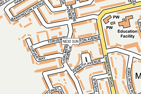 NE30 3UN map - OS OpenMap – Local (Ordnance Survey)