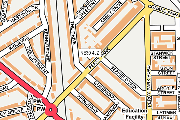 NE30 4JZ map - OS OpenMap – Local (Ordnance Survey)