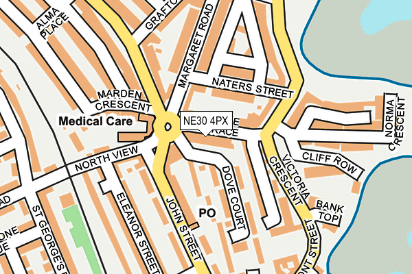 NE30 4PX map - OS OpenMap – Local (Ordnance Survey)
