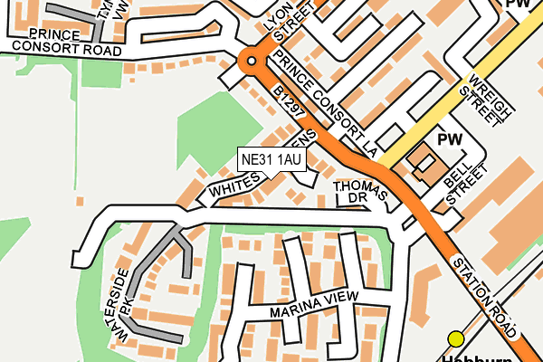 NE31 1AU map - OS OpenMap – Local (Ordnance Survey)