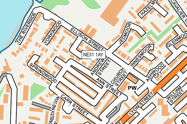 NE31 1AY map - OS OpenMap – Local (Ordnance Survey)