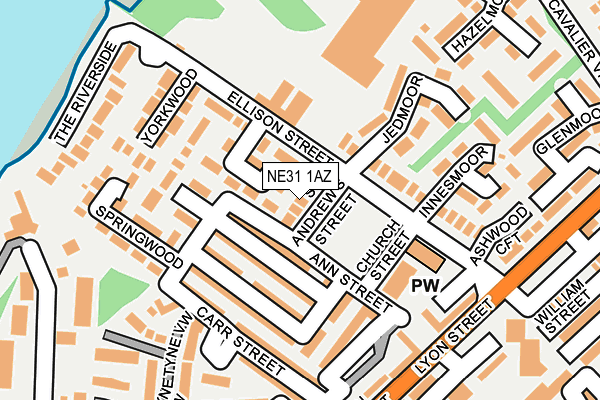 NE31 1AZ map - OS OpenMap – Local (Ordnance Survey)