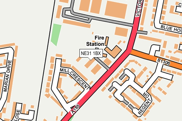 NE31 1BX map - OS OpenMap – Local (Ordnance Survey)