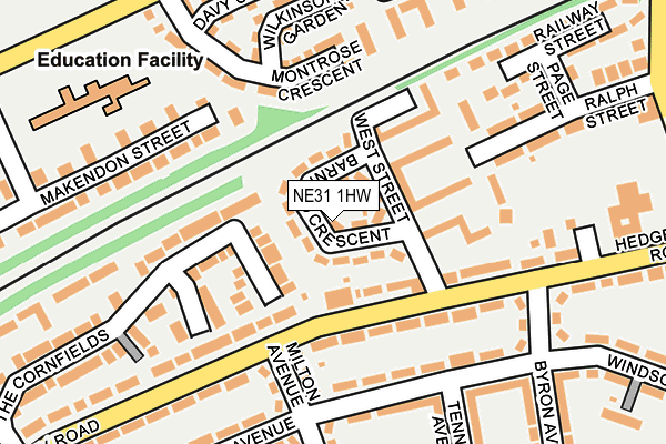 NE31 1HW map - OS OpenMap – Local (Ordnance Survey)