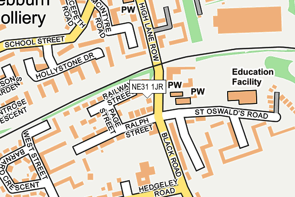 NE31 1JR map - OS OpenMap – Local (Ordnance Survey)