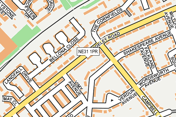 NE31 1PR map - OS OpenMap – Local (Ordnance Survey)