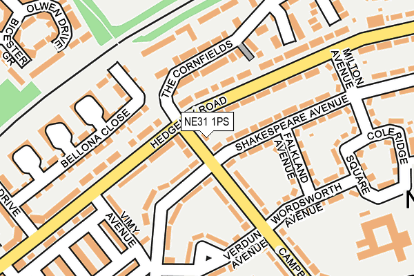 NE31 1PS map - OS OpenMap – Local (Ordnance Survey)