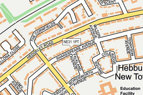NE31 1PT map - OS OpenMap – Local (Ordnance Survey)