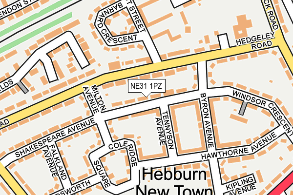 NE31 1PZ map - OS OpenMap – Local (Ordnance Survey)