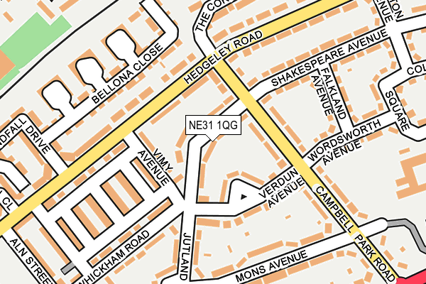 NE31 1QG map - OS OpenMap – Local (Ordnance Survey)