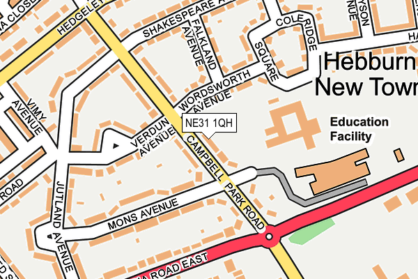 NE31 1QH map - OS OpenMap – Local (Ordnance Survey)