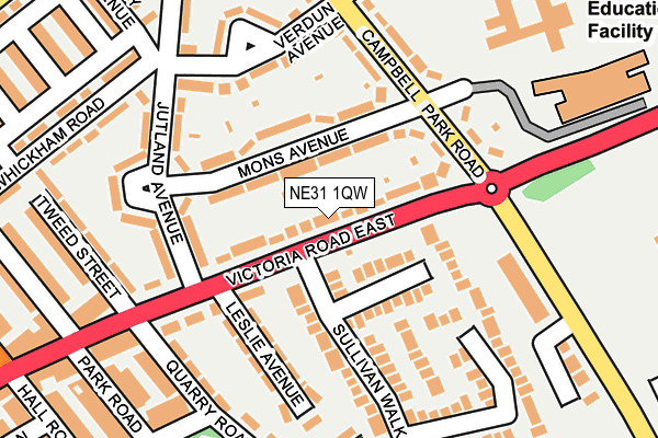 NE31 1QW map - OS OpenMap – Local (Ordnance Survey)