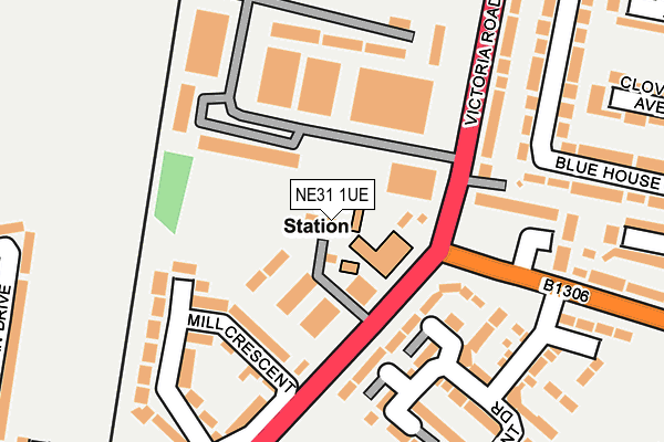 NE31 1UE map - OS OpenMap – Local (Ordnance Survey)