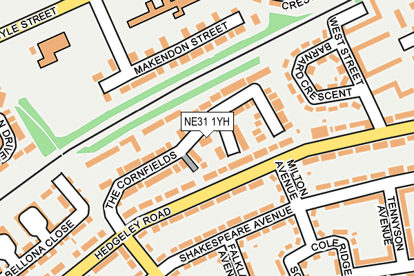 NE31 1YH map - OS OpenMap – Local (Ordnance Survey)