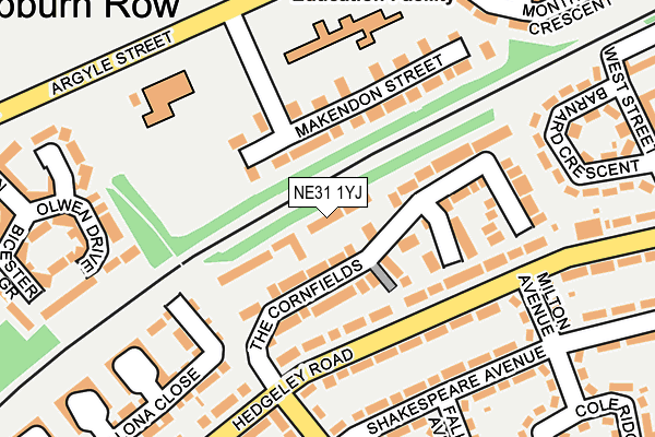 NE31 1YJ map - OS OpenMap – Local (Ordnance Survey)