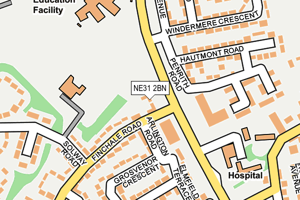 NE31 2BN map - OS OpenMap – Local (Ordnance Survey)