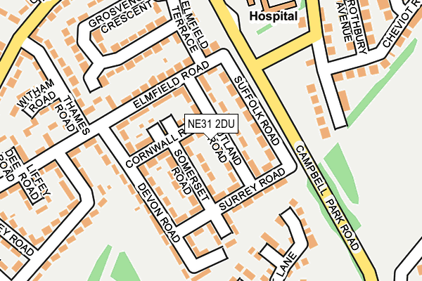 NE31 2DU map - OS OpenMap – Local (Ordnance Survey)