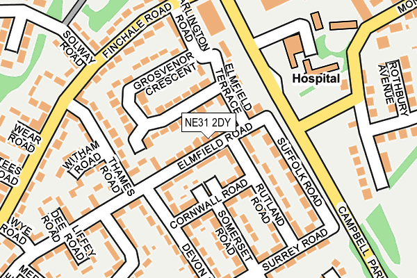 NE31 2DY map - OS OpenMap – Local (Ordnance Survey)