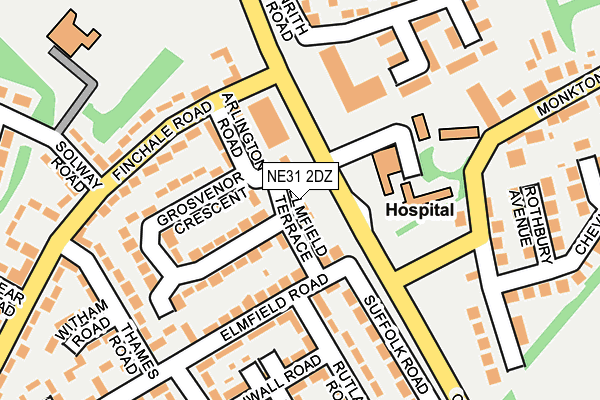 NE31 2DZ map - OS OpenMap – Local (Ordnance Survey)