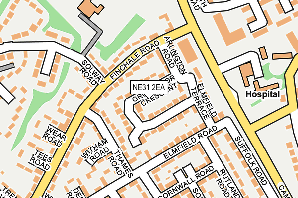 NE31 2EA map - OS OpenMap – Local (Ordnance Survey)