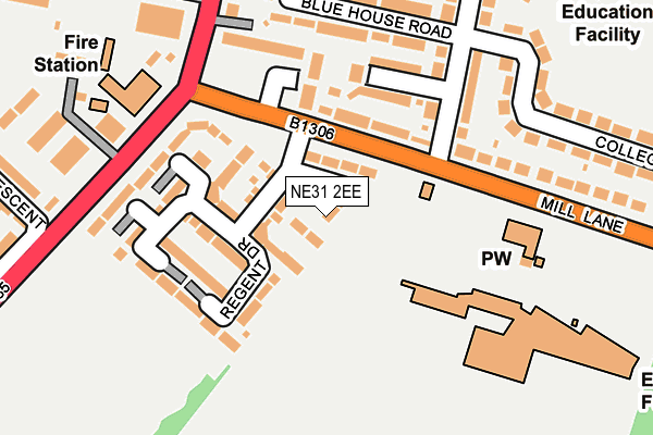 NE31 2EE map - OS OpenMap – Local (Ordnance Survey)