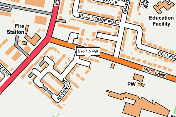 NE31 2EW map - OS OpenMap – Local (Ordnance Survey)