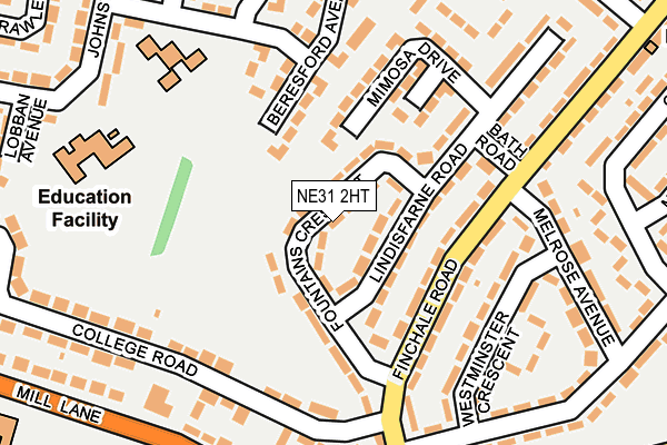 NE31 2HT map - OS OpenMap – Local (Ordnance Survey)