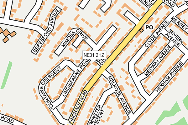 NE31 2HZ map - OS OpenMap – Local (Ordnance Survey)