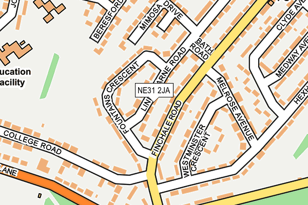 NE31 2JA map - OS OpenMap – Local (Ordnance Survey)