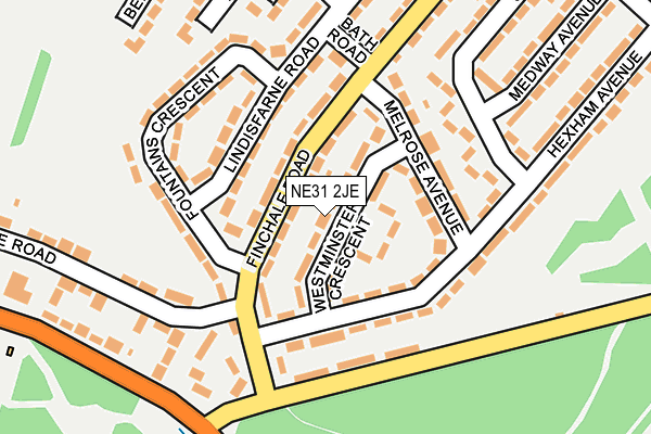 NE31 2JE map - OS OpenMap – Local (Ordnance Survey)